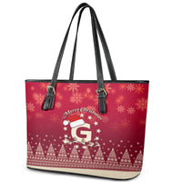 Georgia Christmas Leather Tote Bag Santa Riding Reindeer Xmas Pattern - Wonder Print Shop