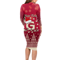 Georgia Christmas Long Sleeve Bodycon Dress Santa Riding Reindeer Xmas Pattern - Wonder Print Shop