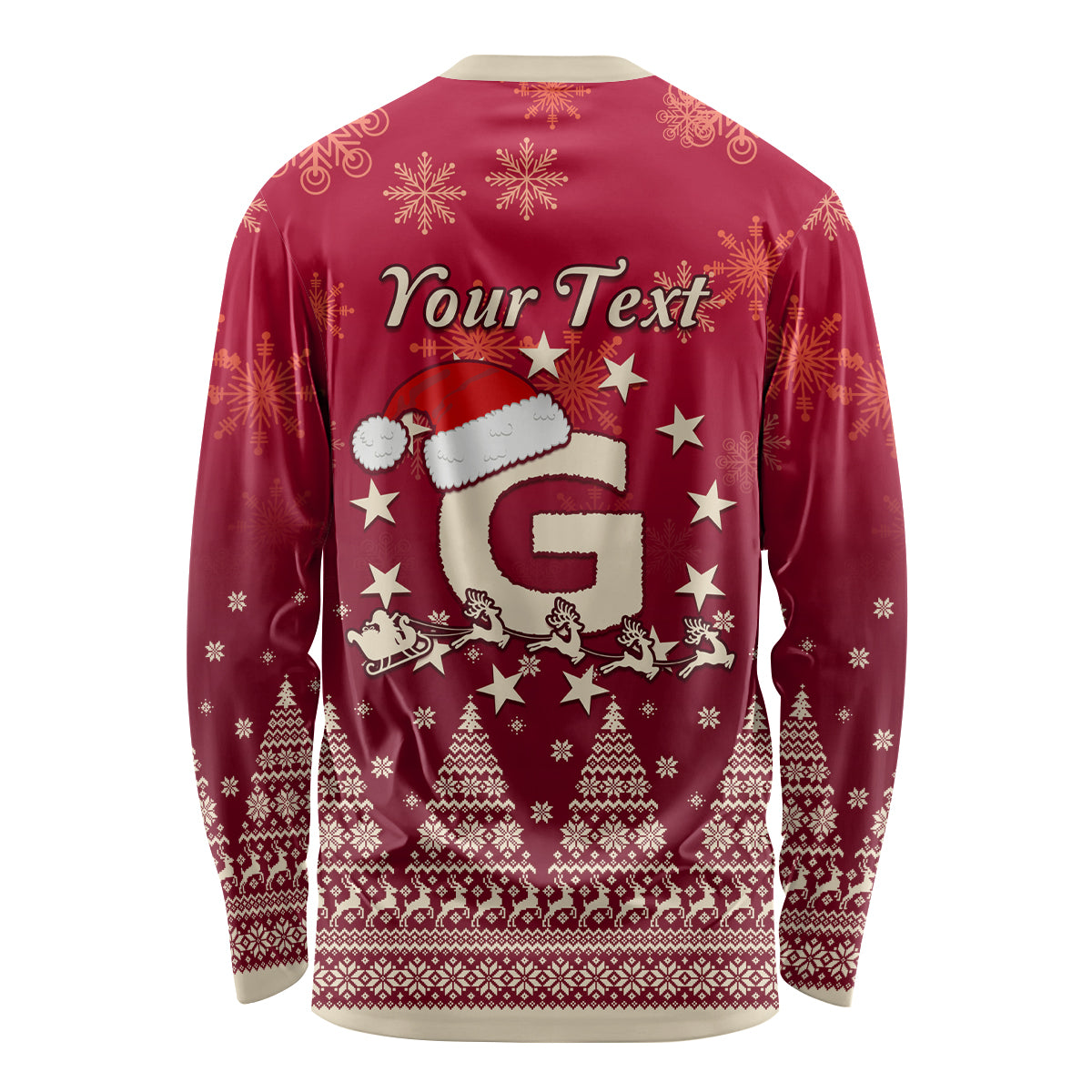 Georgia Christmas Long Sleeve Shirt Santa Riding Reindeer Xmas Pattern - Wonder Print Shop