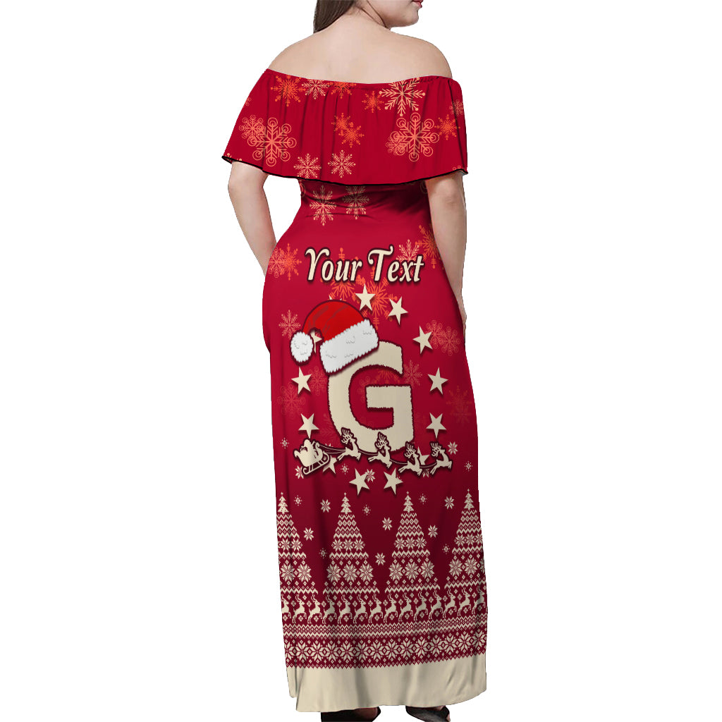 Georgia Christmas Off Shoulder Maxi Dress Santa Riding Reindeer Xmas Pattern - Wonder Print Shop