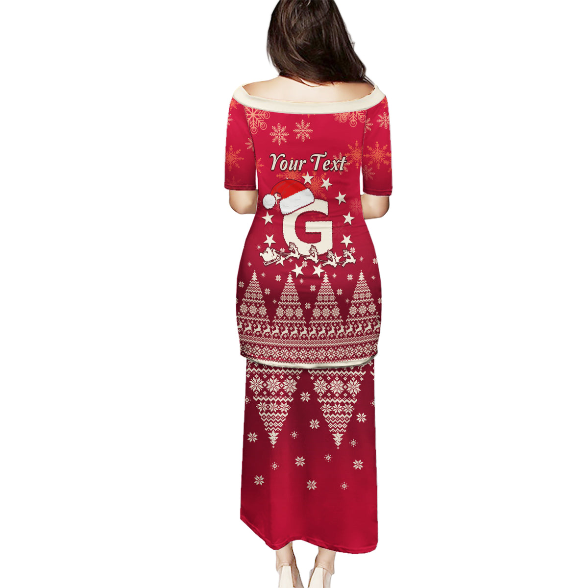 Georgia Christmas Puletasi Santa Riding Reindeer Xmas Pattern - Wonder Print Shop