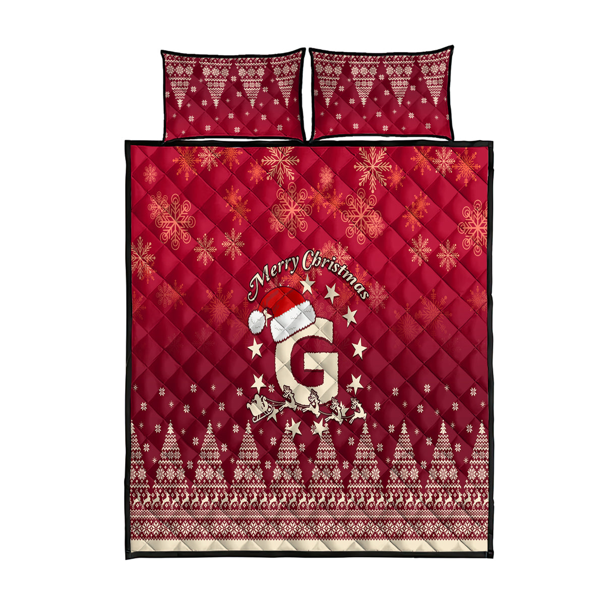 Georgia Christmas Quilt Bed Set Santa Riding Reindeer Xmas Pattern - Wonder Print Shop