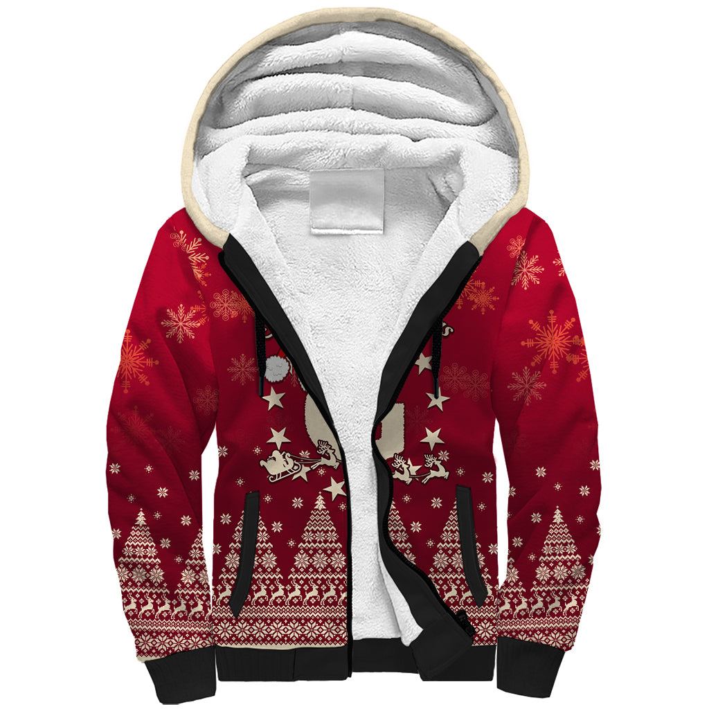 Georgia Christmas Sherpa Hoodie Santa Riding Reindeer Xmas Pattern - Wonder Print Shop