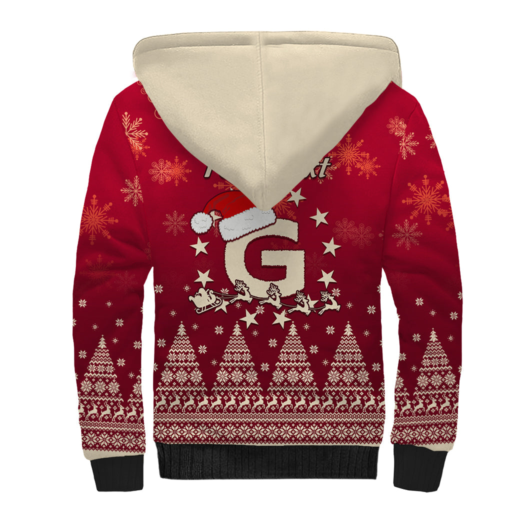 Georgia Christmas Sherpa Hoodie Santa Riding Reindeer Xmas Pattern - Wonder Print Shop