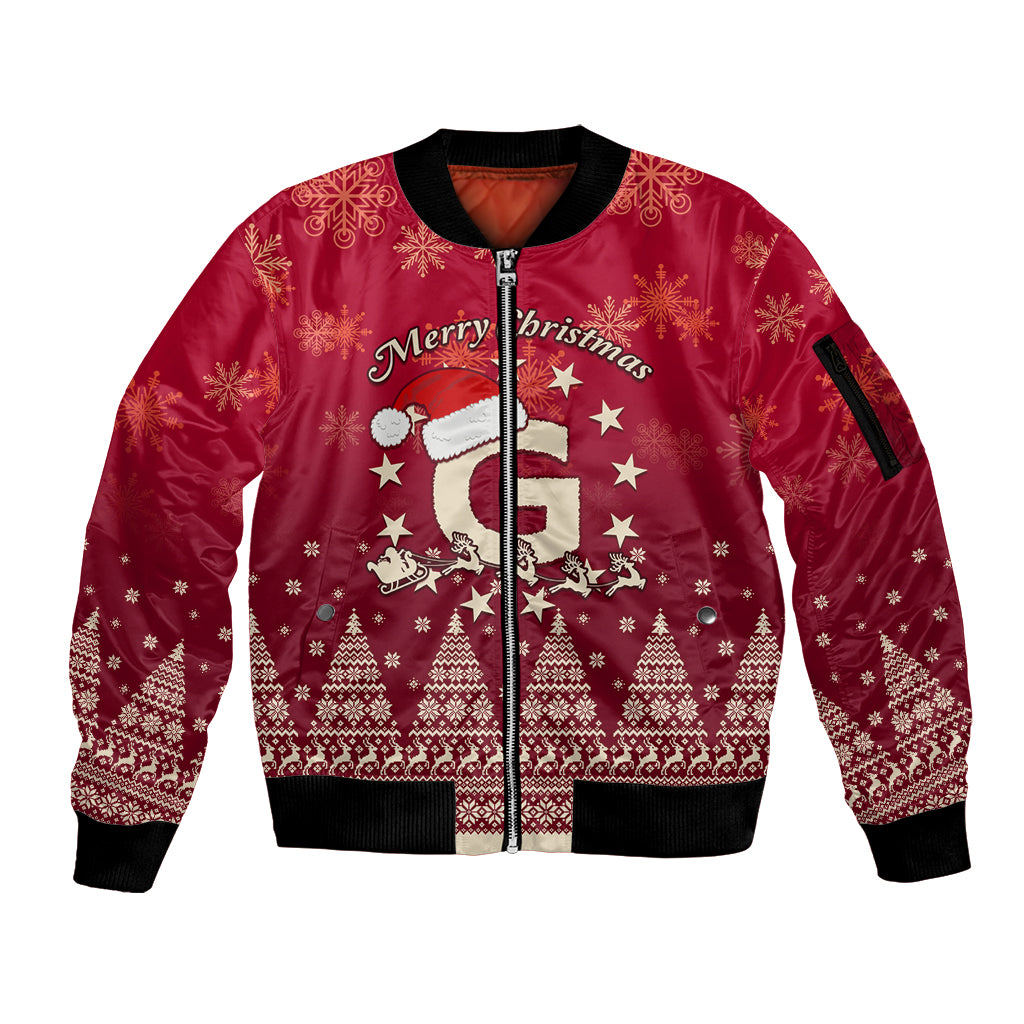 Georgia Christmas Sleeve Zip Bomber Jacket Santa Riding Reindeer Xmas Pattern - Wonder Print Shop