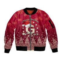 Georgia Christmas Sleeve Zip Bomber Jacket Santa Riding Reindeer Xmas Pattern - Wonder Print Shop