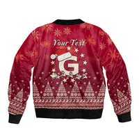Georgia Christmas Sleeve Zip Bomber Jacket Santa Riding Reindeer Xmas Pattern - Wonder Print Shop
