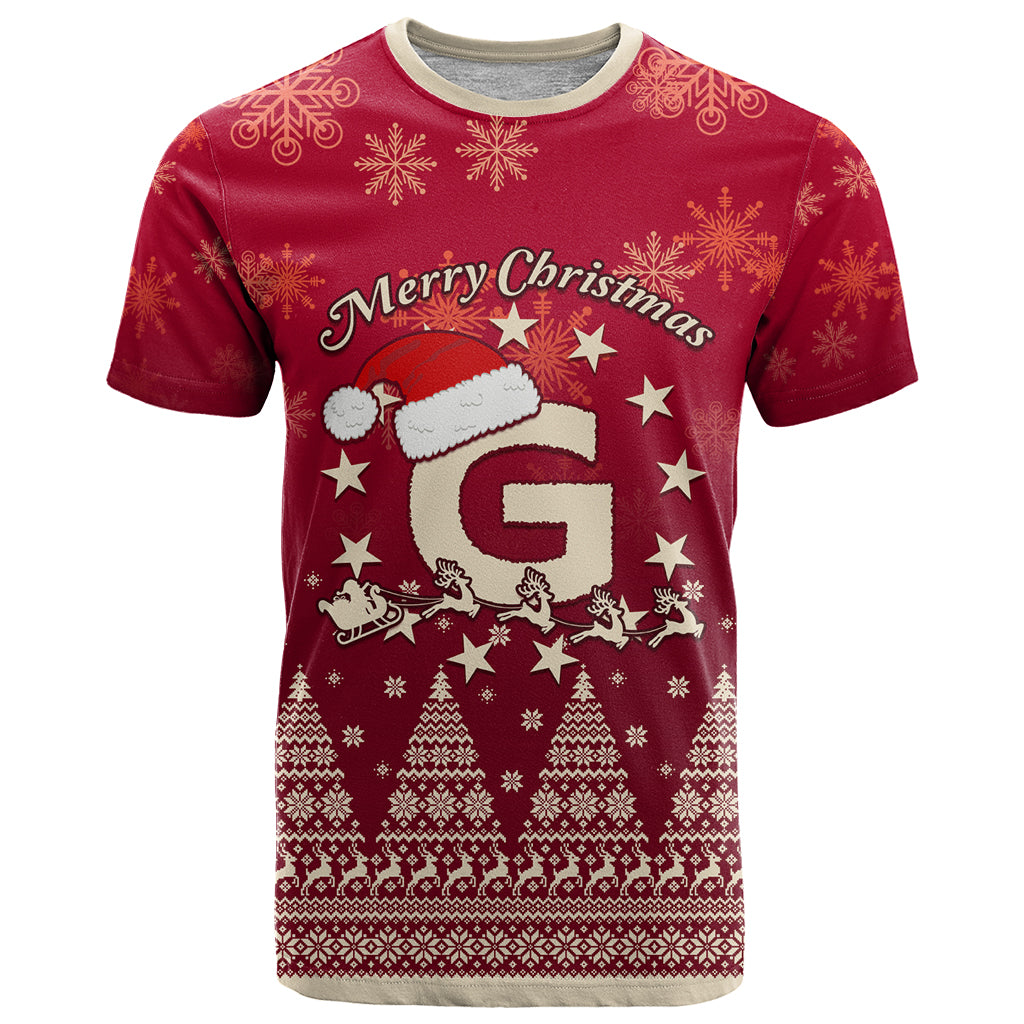 Georgia Christmas T Shirt Santa Riding Reindeer Xmas Pattern - Wonder Print Shop