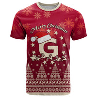 Georgia Christmas T Shirt Santa Riding Reindeer Xmas Pattern - Wonder Print Shop