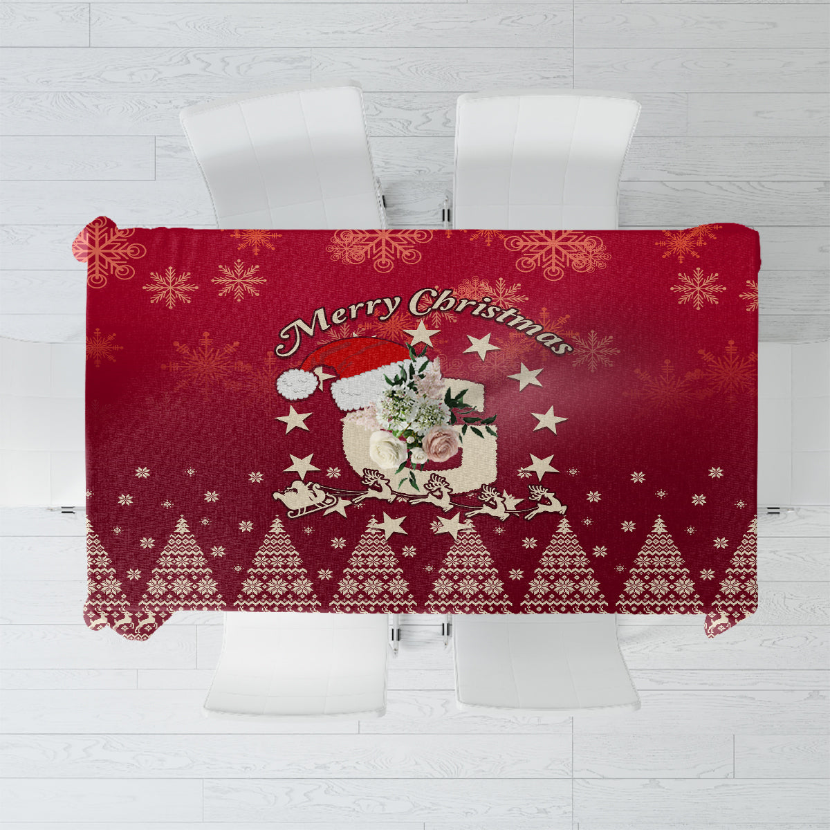 Georgia Christmas Tablecloth Santa Riding Reindeer Xmas Pattern - Wonder Print Shop