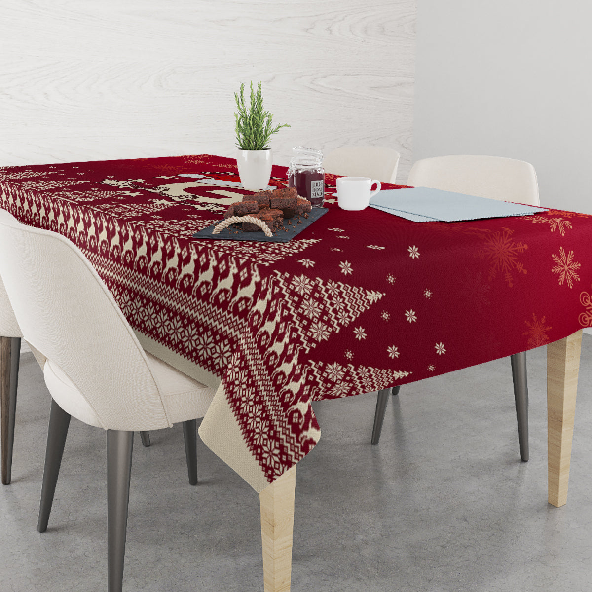 Georgia Christmas Tablecloth Santa Riding Reindeer Xmas Pattern - Wonder Print Shop