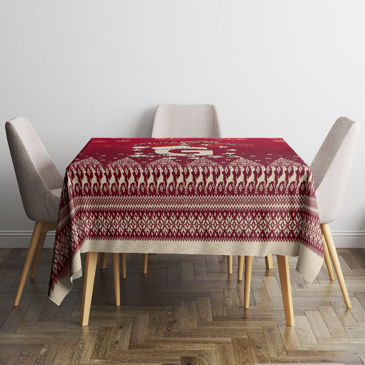 Georgia Christmas Tablecloth Santa Riding Reindeer Xmas Pattern - Wonder Print Shop