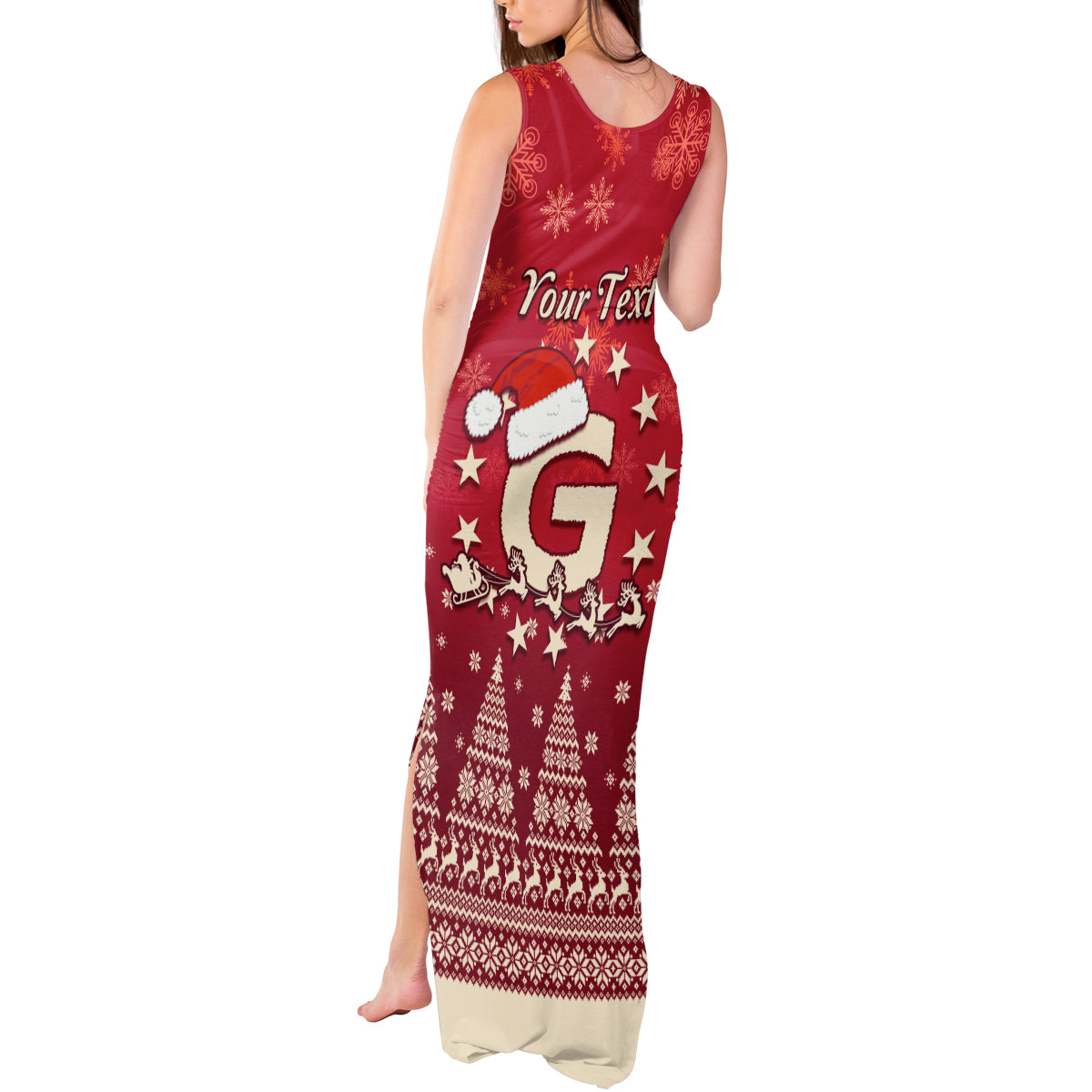 Georgia Christmas Tank Maxi Dress Santa Riding Reindeer Xmas Pattern - Wonder Print Shop