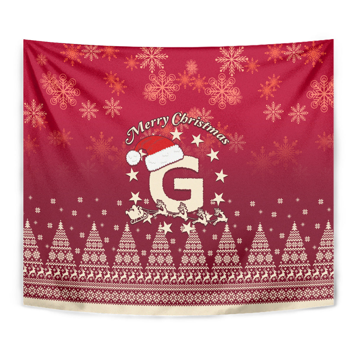 Georgia Christmas Tapestry Santa Riding Reindeer Xmas Pattern - Wonder Print Shop