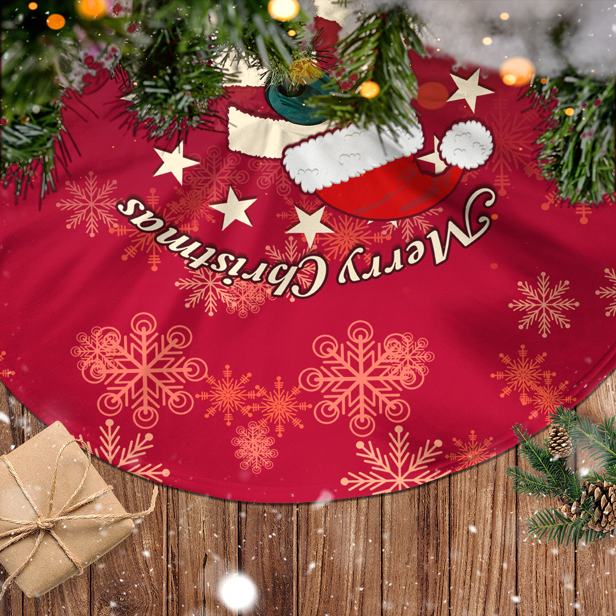 Georgia Christmas Tree Skirt Santa Riding Reindeer Xmas Pattern - Wonder Print Shop