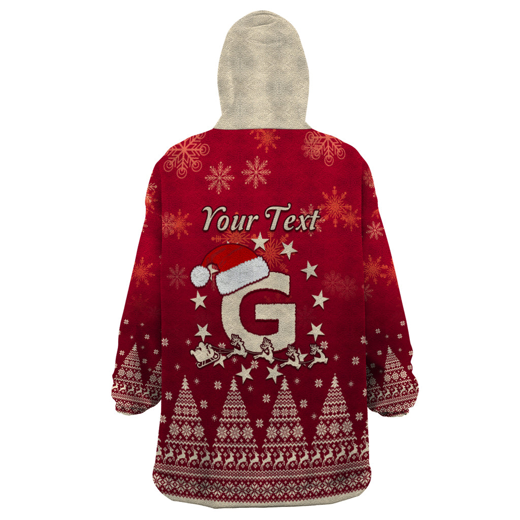 Georgia Christmas Wearable Blanket Hoodie Santa Riding Reindeer Xmas Pattern - Wonder Print Shop
