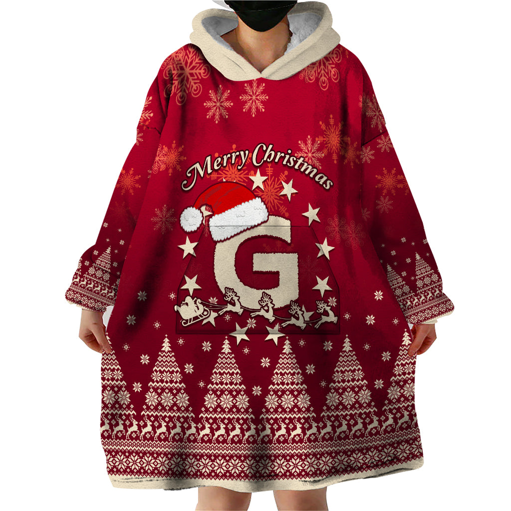 Georgia Christmas Wearable Blanket Hoodie Santa Riding Reindeer Xmas Pattern - Wonder Print Shop