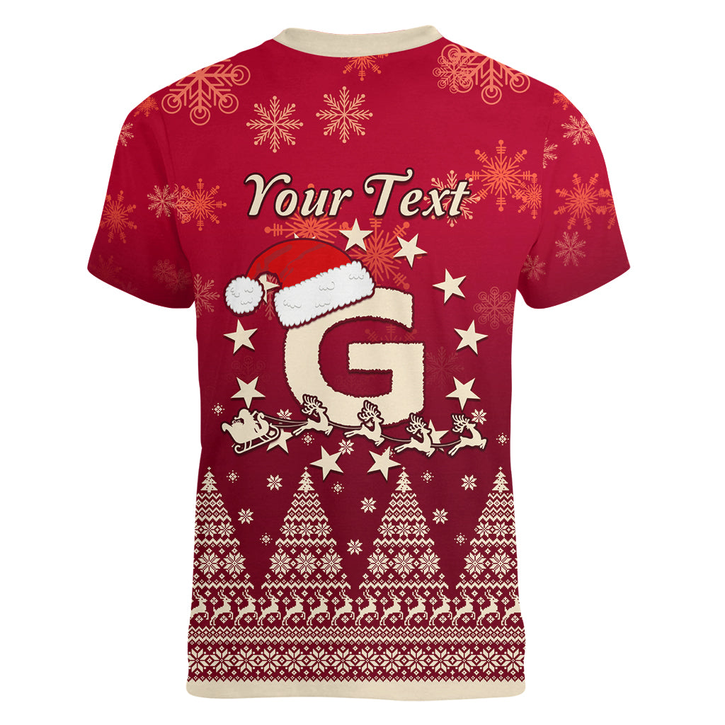 Georgia Christmas Women V Neck T Shirt Santa Riding Reindeer Xmas Pattern - Wonder Print Shop