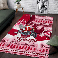 Georgia Christmas Area Rug Santa Claus Riding Motorcycle With Gray Squirrel - Wonder Print Shop