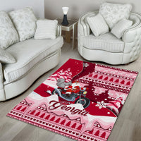 Georgia Christmas Area Rug Santa Claus Riding Motorcycle With Gray Squirrel - Wonder Print Shop