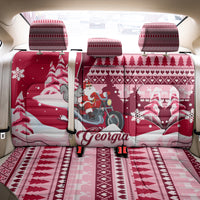 Georgia Christmas Back Car Seat Cover Santa Claus Riding Motorcycle With Gray Squirrel - Wonder Print Shop