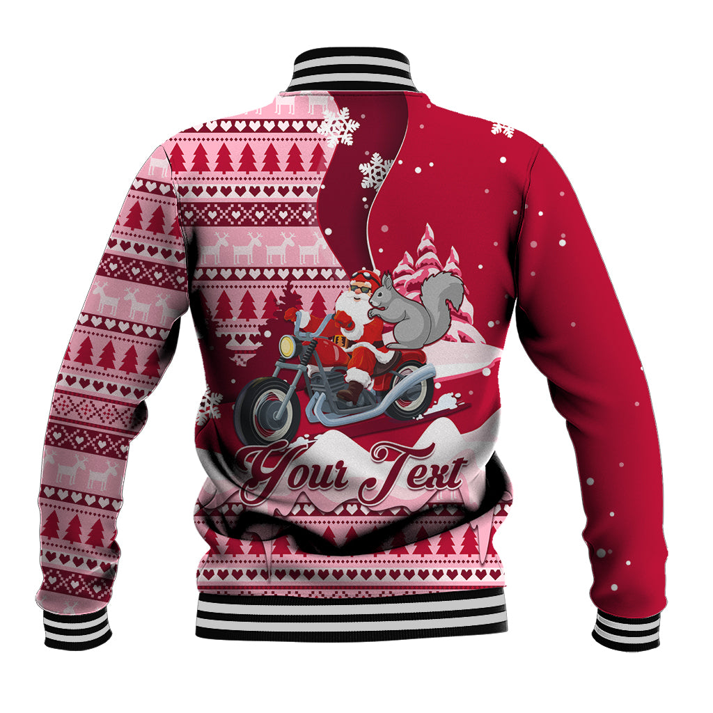 Georgia Christmas Baseball Jacket Santa Claus Riding Motorcycle With Gray Squirrel - Wonder Print Shop