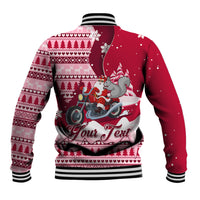 Georgia Christmas Baseball Jacket Santa Claus Riding Motorcycle With Gray Squirrel - Wonder Print Shop