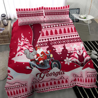 Georgia Christmas Bedding Set Santa Claus Riding Motorcycle With Gray Squirrel - Wonder Print Shop