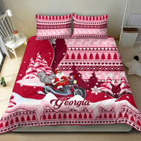 Georgia Christmas Bedding Set Santa Claus Riding Motorcycle With Gray Squirrel - Wonder Print Shop