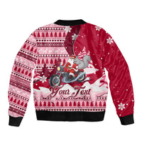 Georgia Christmas Bomber Jacket Santa Claus Riding Motorcycle With Gray Squirrel - Wonder Print Shop
