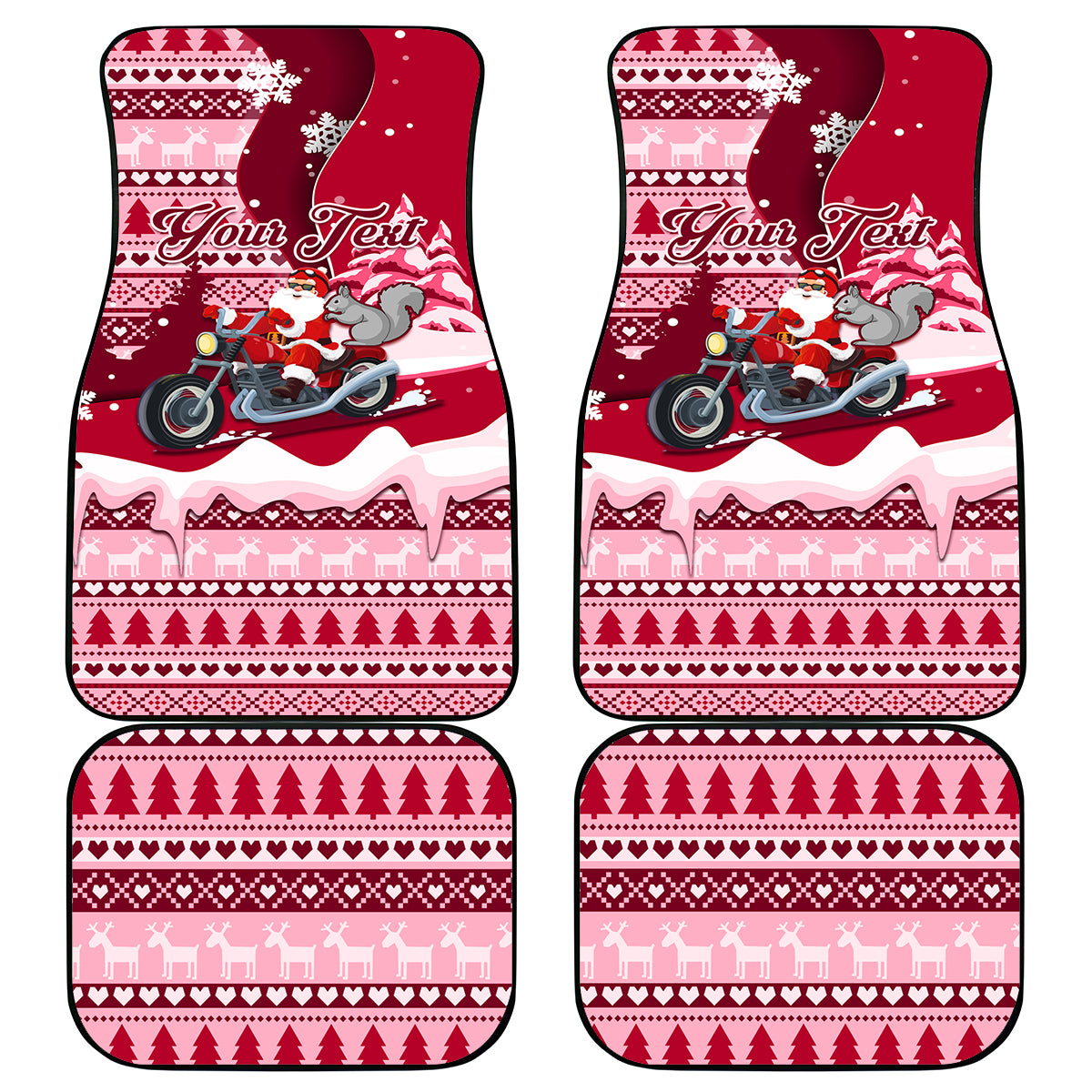 Georgia Christmas Car Mats Santa Claus Riding Motorcycle With Gray Squirrel - Wonder Print Shop