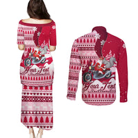 Georgia Christmas Couples Matching Puletasi Dress and Long Sleeve Button Shirt Santa Claus Riding Motorcycle With Gray Squirrel - Wonder Print Shop