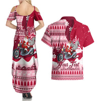 Georgia Christmas Couples Matching Summer Maxi Dress and Hawaiian Shirt Santa Claus Riding Motorcycle With Gray Squirrel - Wonder Print Shop