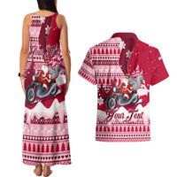 Georgia Christmas Couples Matching Tank Maxi Dress and Hawaiian Shirt Santa Claus Riding Motorcycle With Gray Squirrel - Wonder Print Shop