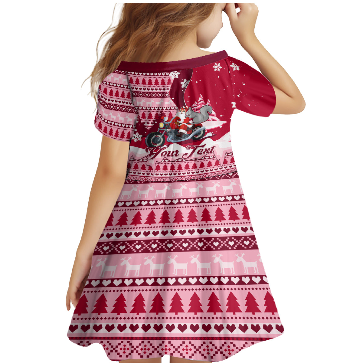 Georgia Christmas Family Matching Mermaid Dress and Hawaiian Shirt Santa Claus Riding Motorcycle With Gray Squirrel - Wonder Print Shop