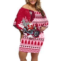 Georgia Christmas Family Matching Off Shoulder Short Dress and Hawaiian Shirt Santa Claus Riding Motorcycle With Gray Squirrel - Wonder Print Shop