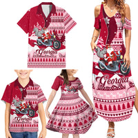 Georgia Christmas Family Matching Summer Maxi Dress and Hawaiian Shirt Santa Claus Riding Motorcycle With Gray Squirrel - Wonder Print Shop
