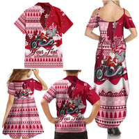 Georgia Christmas Family Matching Summer Maxi Dress and Hawaiian Shirt Santa Claus Riding Motorcycle With Gray Squirrel - Wonder Print Shop