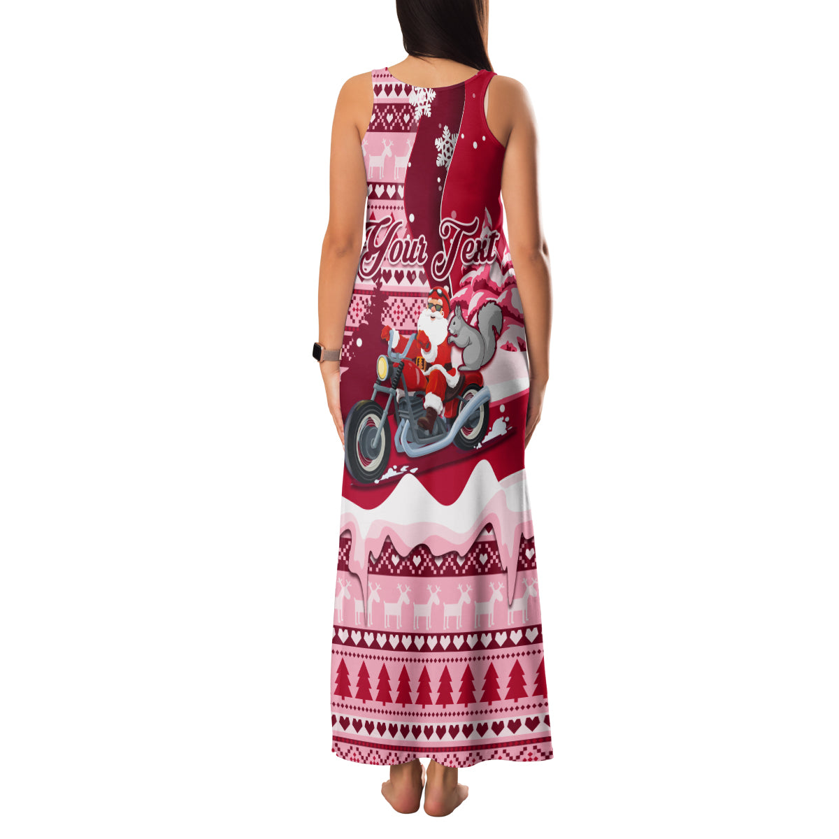 Georgia Christmas Family Matching Tank Maxi Dress and Hawaiian Shirt Santa Claus Riding Motorcycle With Gray Squirrel - Wonder Print Shop