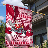 Georgia Christmas Garden Flag Santa Claus Riding Motorcycle With Gray Squirrel - Wonder Print Shop