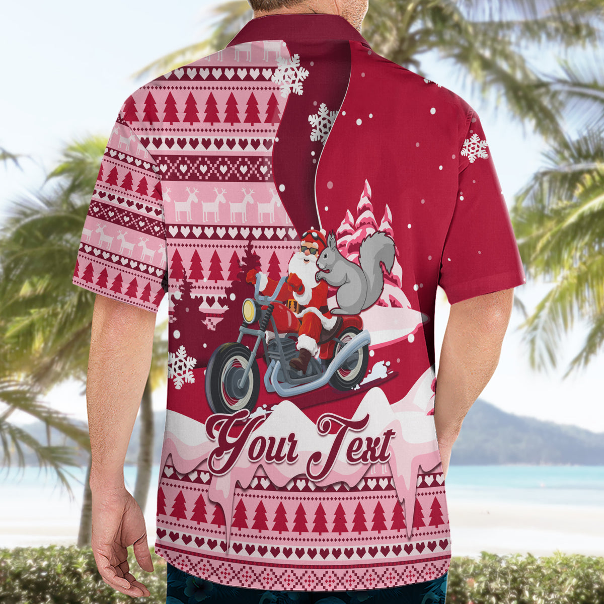 Georgia Christmas Hawaiian Shirt Santa Claus Riding Motorcycle With Gray Squirrel - Wonder Print Shop