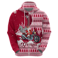 Georgia Christmas Hoodie Santa Claus Riding Motorcycle With Gray Squirrel - Wonder Print Shop