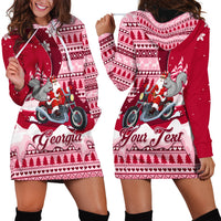 Georgia Christmas Hoodie Dress Santa Claus Riding Motorcycle With Gray Squirrel - Wonder Print Shop