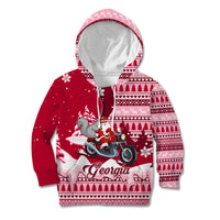 Georgia Christmas Kid Hoodie Santa Claus Riding Motorcycle With Gray Squirrel - Wonder Print Shop