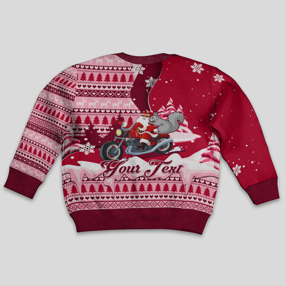 Georgia Christmas Kid Ugly Christmas Sweater Santa Claus Riding Motorcycle With Gray Squirrel - Wonder Print Shop