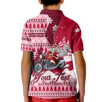 Georgia Christmas Kid Polo Shirt Santa Claus Riding Motorcycle With Gray Squirrel - Wonder Print Shop