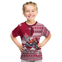 Georgia Christmas Kid T Shirt Santa Claus Riding Motorcycle With Gray Squirrel - Wonder Print Shop