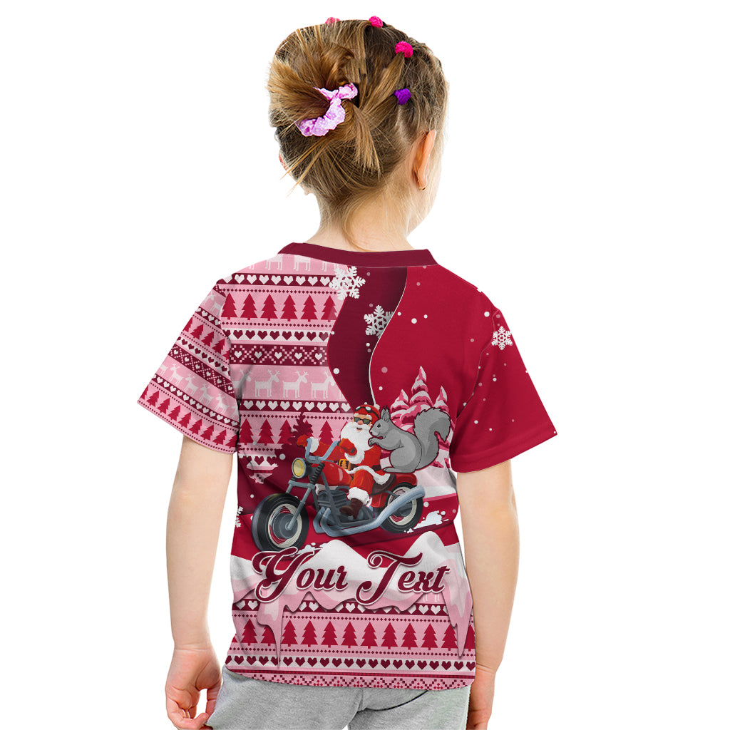 Georgia Christmas Kid T Shirt Santa Claus Riding Motorcycle With Gray Squirrel - Wonder Print Shop