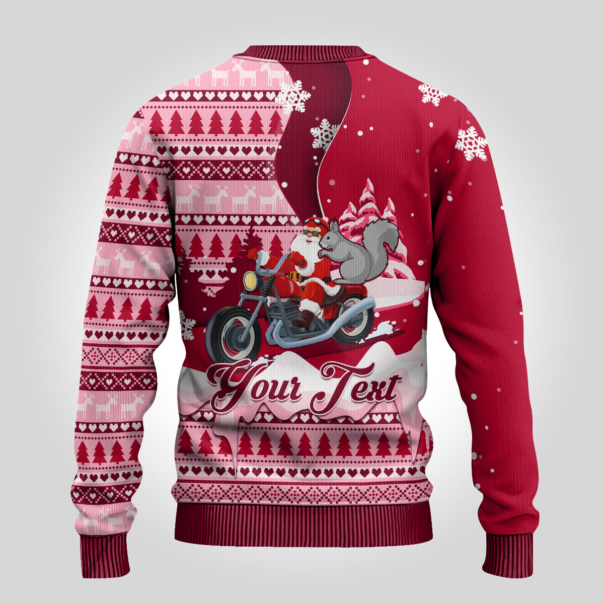 Georgia Christmas Ugly Christmas Sweater Santa Claus Riding Motorcycle With Gray Squirrel - Wonder Print Shop