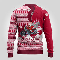 Georgia Christmas Ugly Christmas Sweater Santa Claus Riding Motorcycle With Gray Squirrel - Wonder Print Shop